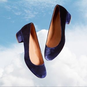 Madewell Summer Ella Blue Velvet Pump size 9.5
